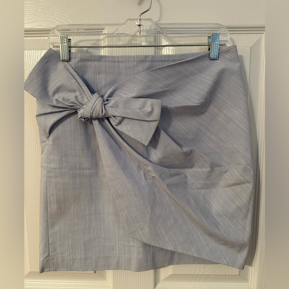 LOFT Light Blue Pencil Skirt with Bow Accent